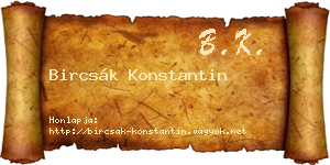 Bircsák Konstantin névjegykártya